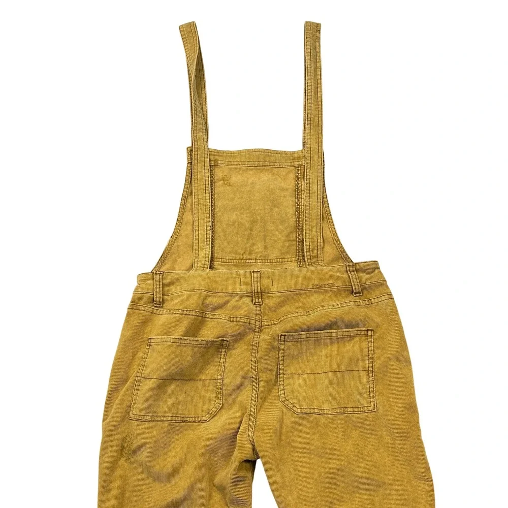 Free People Corduroy Overalls Womens 29 Straight Leg Distressed Mustard Yellow